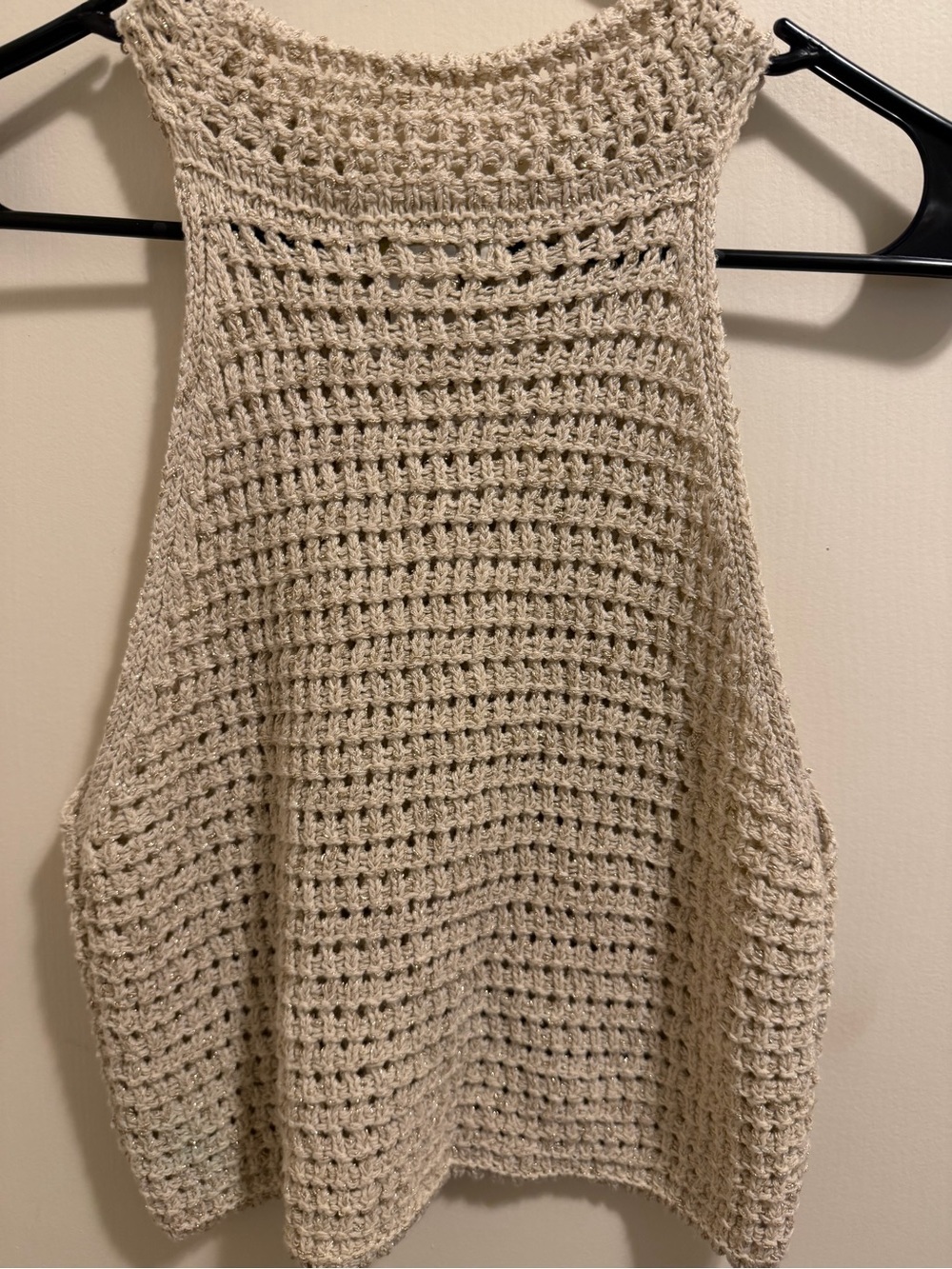 House of Harlow Sleeveless Crochet Knit Tank Sweater - Cream - Picture 3 of 3